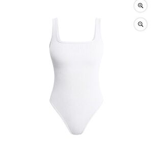 OQQ White Ribbed Bodysuit